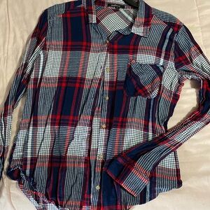 Plaid Blue & Red Long Sleeves Blouse